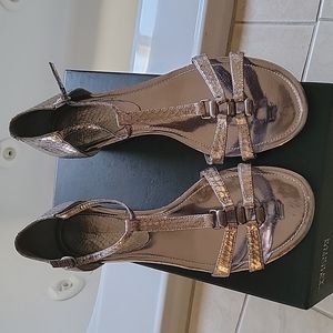 Pewter metallic sandals